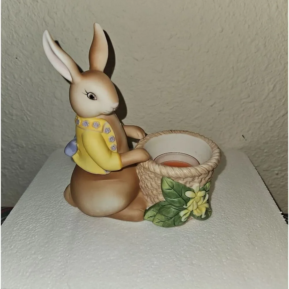 PartyLite Easter Bunny Bertie & Bea Votive Candle Holder Holiday Table Decor Set